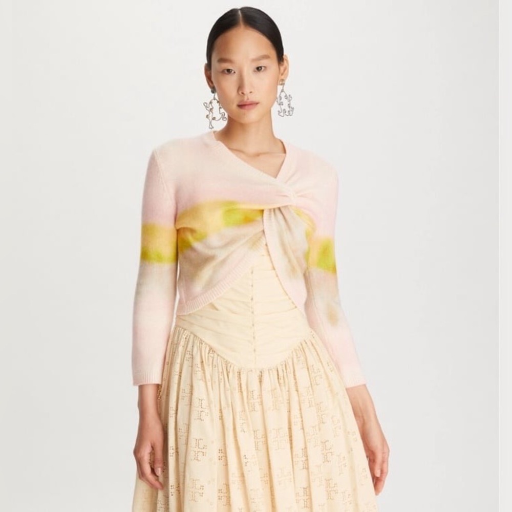 NWT Tory Burch Pink Dip Dye Cashmere Shrug Sweater